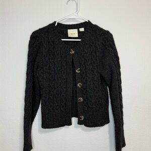 Maeve Charcoal Cable Knit Cardigan